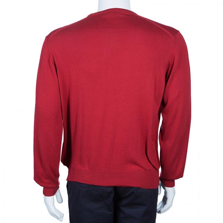 Pre Owned Loro Piana Men's Red Crewneck Sweater M