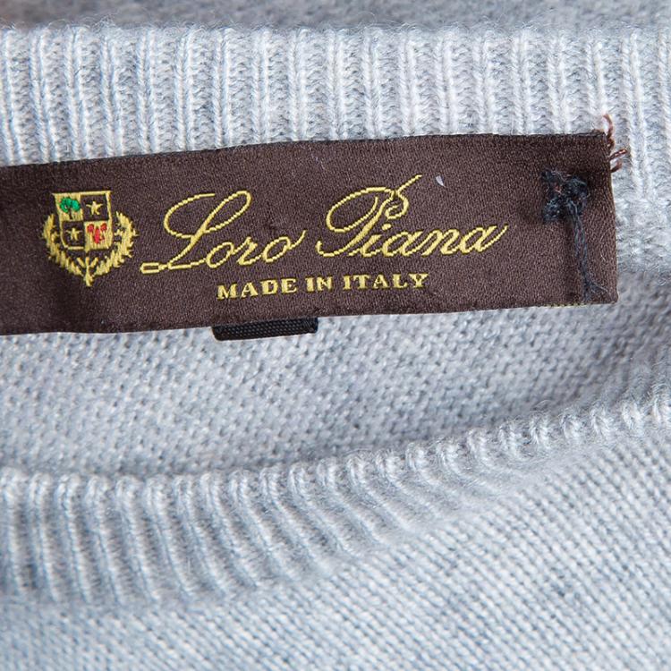 Pre Owned Loro Piana Grey Cashmere Sweater M