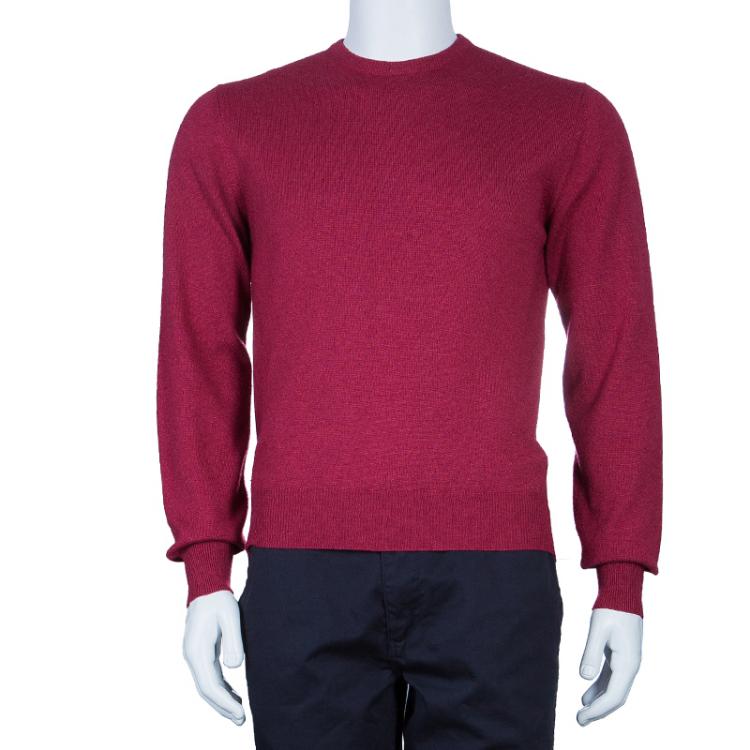 Pre Owned Loro Piana Men's Rasperry Red Cashmere Sweater M
