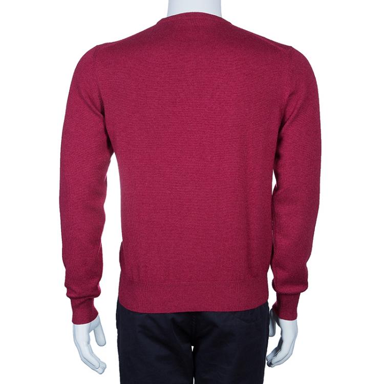 Pre Owned Loro Piana Men's Rasperry Red Cashmere Sweater M