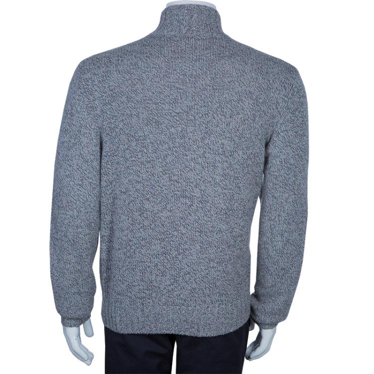 Pre Owned Loro Piana Men's Grey Baby Cashmere Bomber Cardigan L