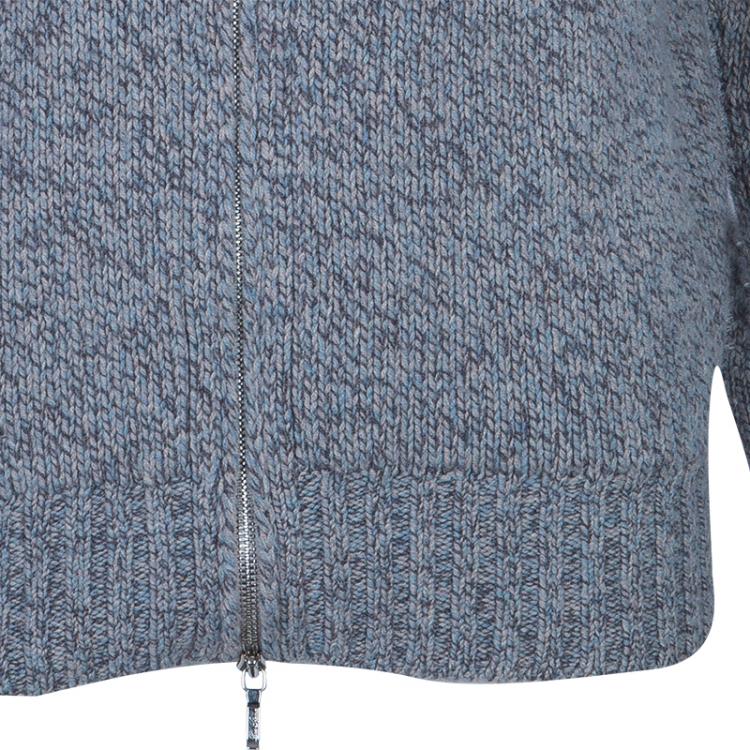 Pre Owned Loro Piana Men's Grey Baby Cashmere Bomber Cardigan L