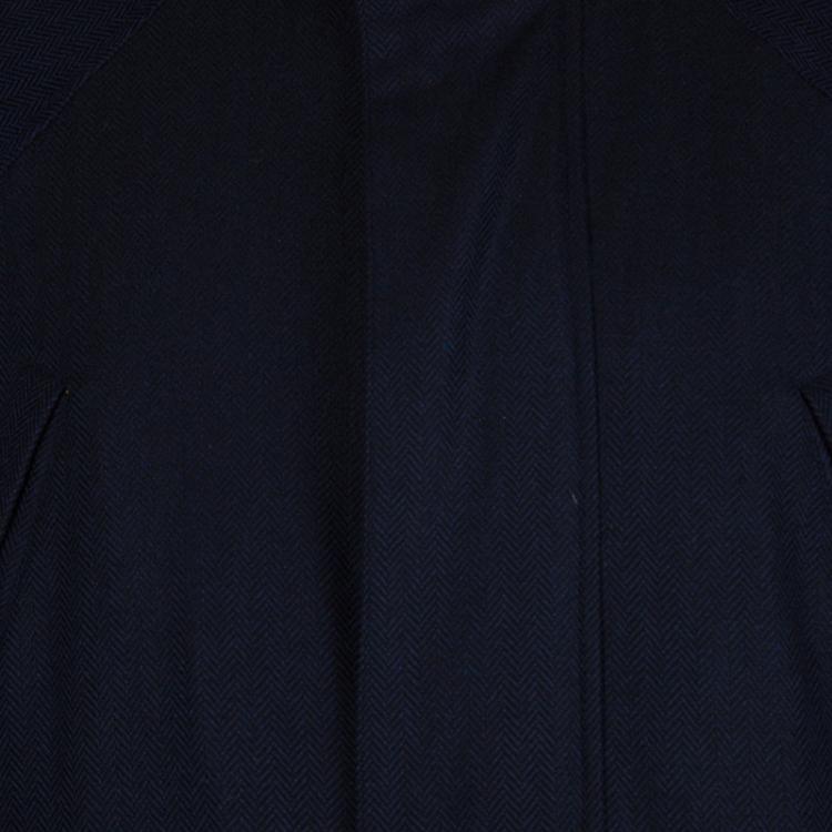 Pre Owned Loro Piana Navy Blue Herringbone Cashmere Winter Sports Jacket L