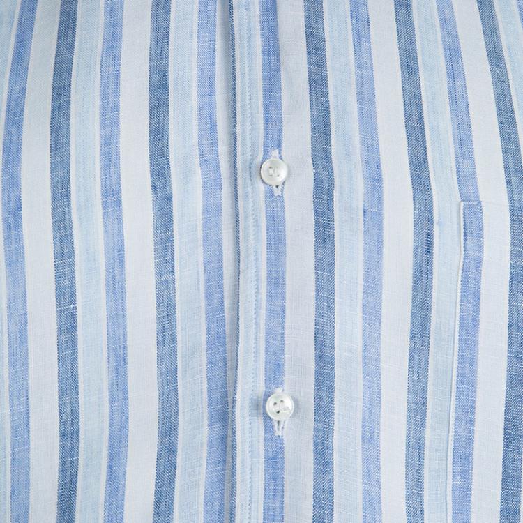 Pre Owned Loro Piana Blue Striped Linen Long Sleeve Button Front Shirt S