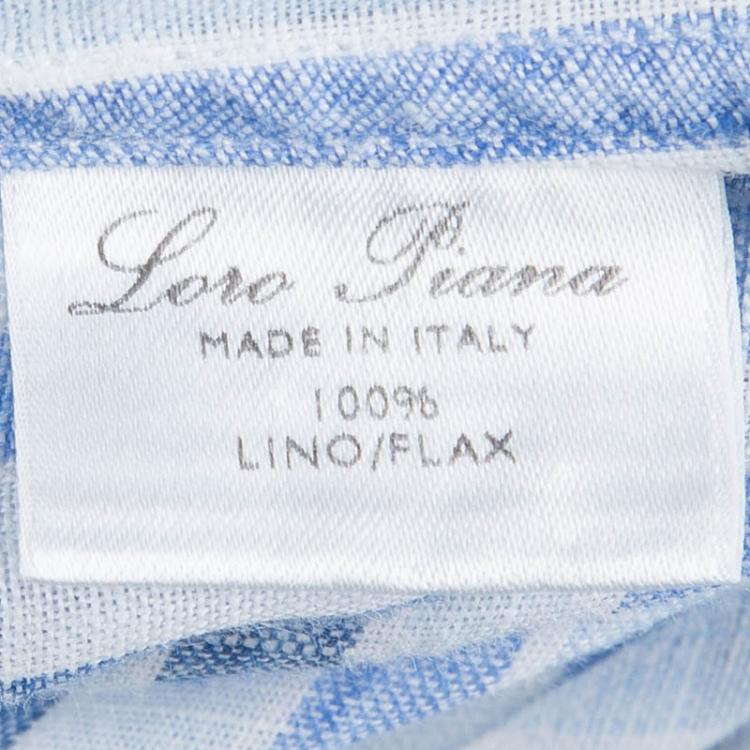Pre Owned Loro Piana Blue Striped Linen Long Sleeve Button Front Shirt S