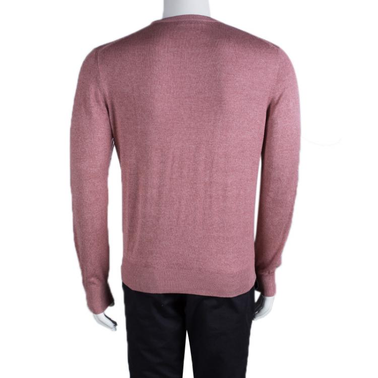 Pre Owned Loro Piana Pastel Pink Silk Knit Crewneck Sweater S
