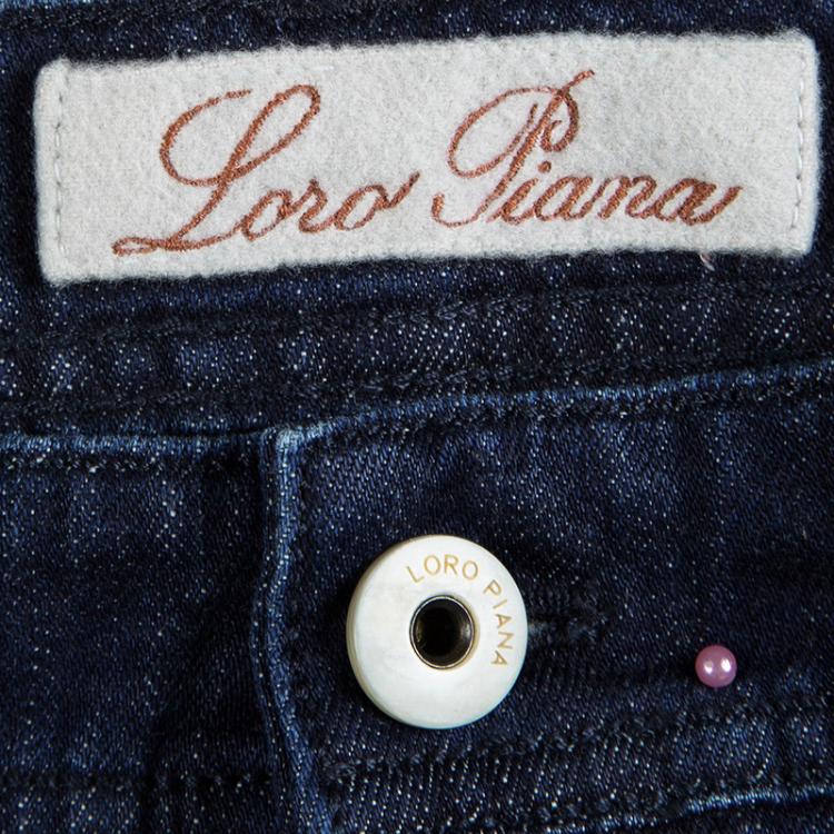 Pre Owned Loro Piana Indigo Dark Wash Denim Straight Fit Jeans XL