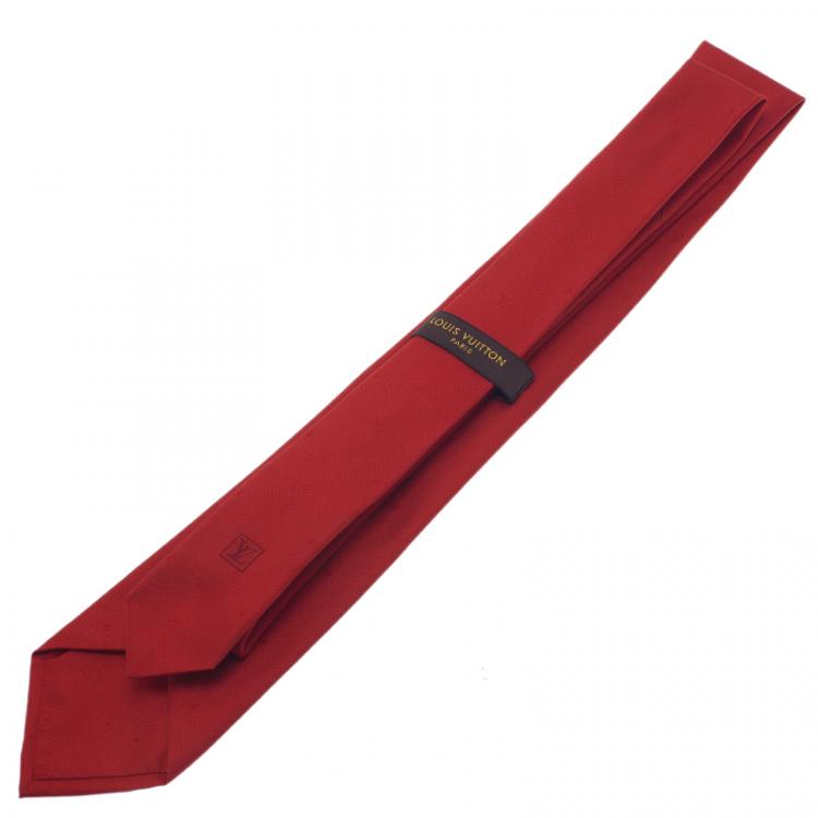 Pre Owned Louis Vuitton Red Silk Monogram Constellation Tie 