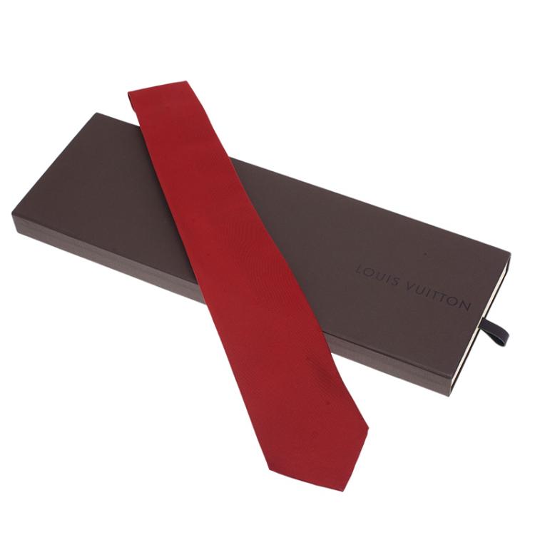 Pre Owned Louis Vuitton Red Silk Monogram Constellation Tie 