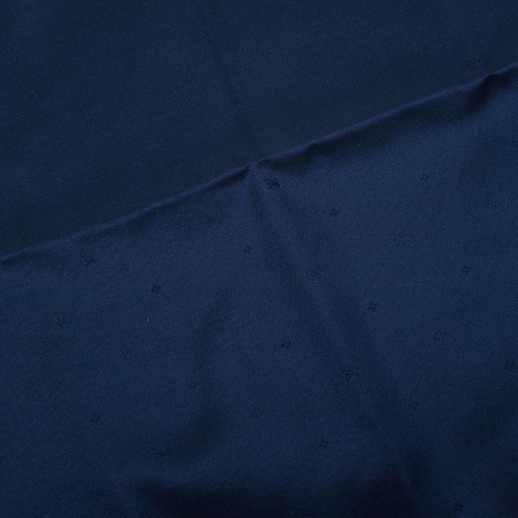 Pre Owned Louis Vuitton Navy Blue Silk Monogram Pocket Square