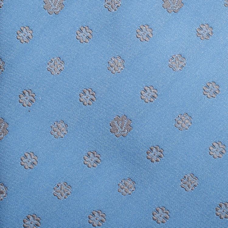 Pre Owned Louis Vuitton Blue Ciel Monogram Clover Tie