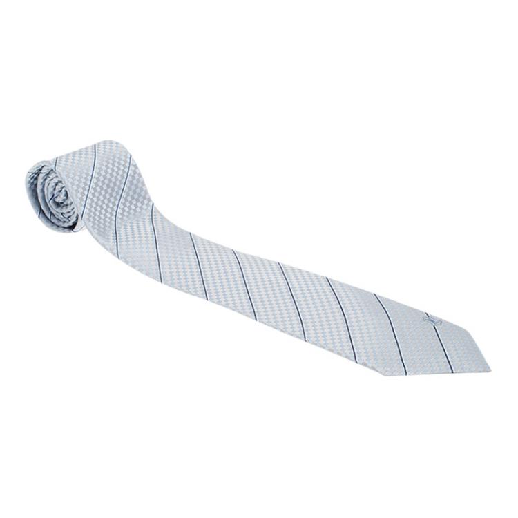 Pre Owned Louis Vuitton Blue Silk Ecu Tie