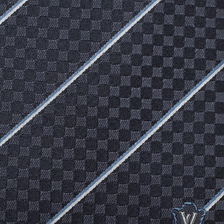 Pre Owned Louis Vuitton Charcoal Grey Silk Ecu Tie