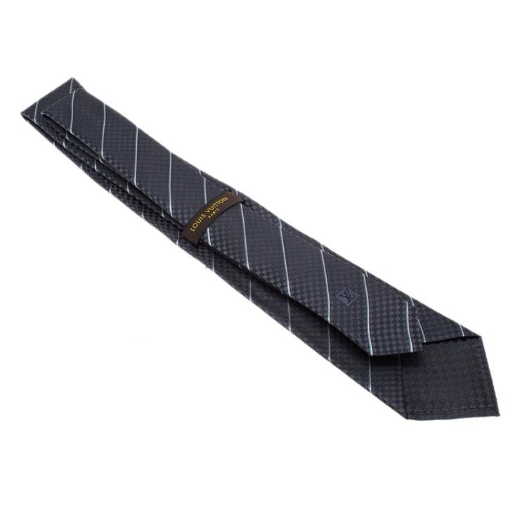 Pre Owned Louis Vuitton Charcoal Grey Silk Ecu Tie