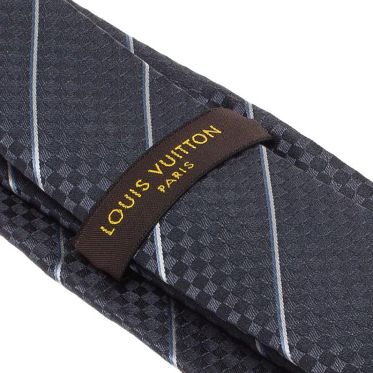 Pre Owned Louis Vuitton Charcoal Grey Silk Ecu Tie
