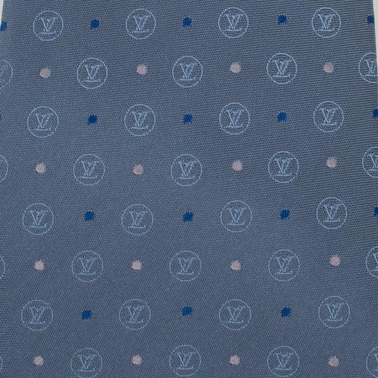 Pre Owned Louis Vuitton Grey Silk LV Circle Dots Tie