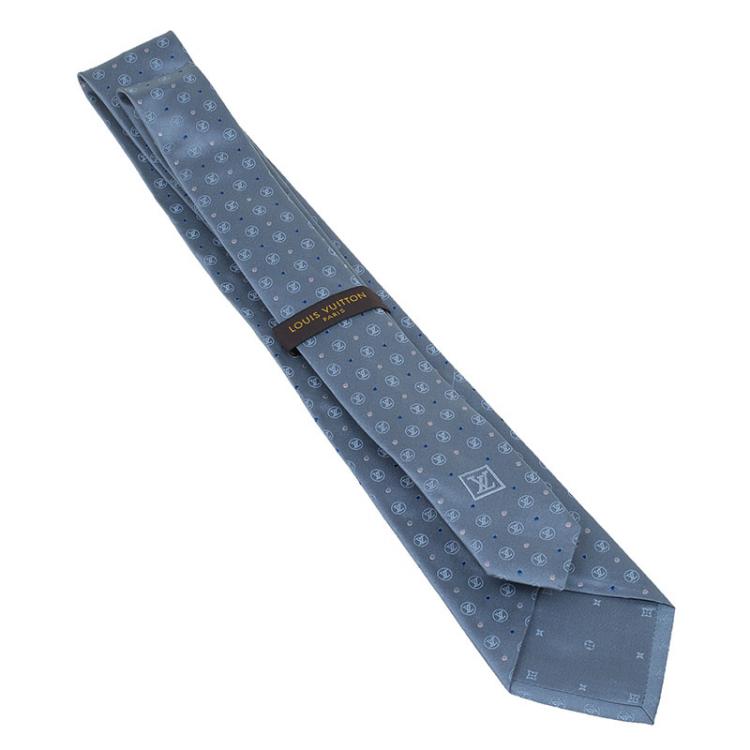 Pre Owned Louis Vuitton Grey Silk LV Circle Dots Tie