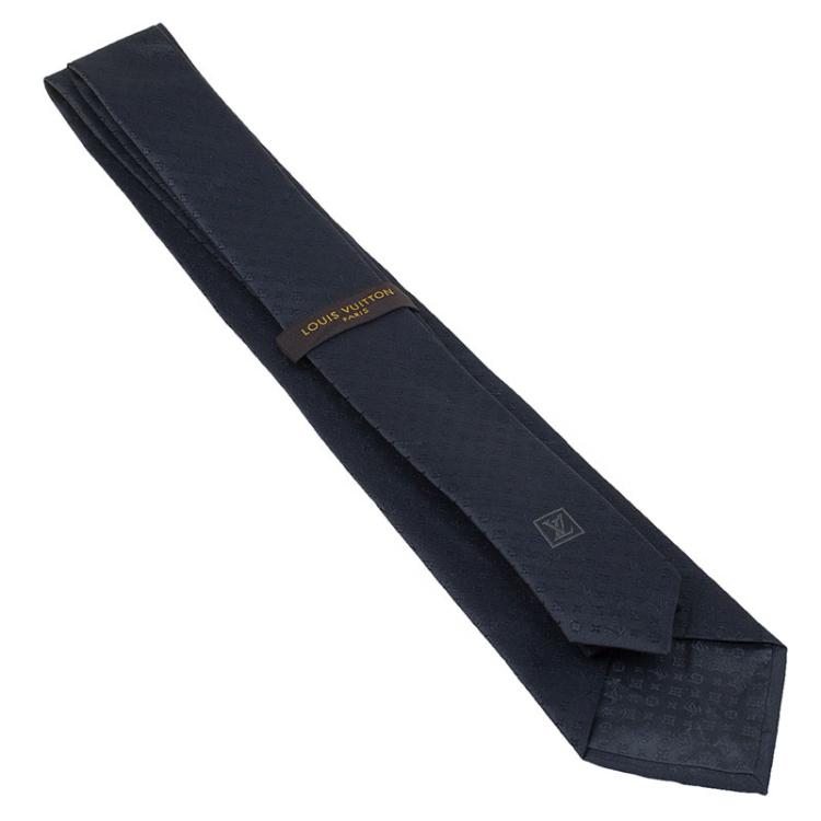 Pre Owned Louis Vuitton Dark Grey Silk Monogramissime Tie