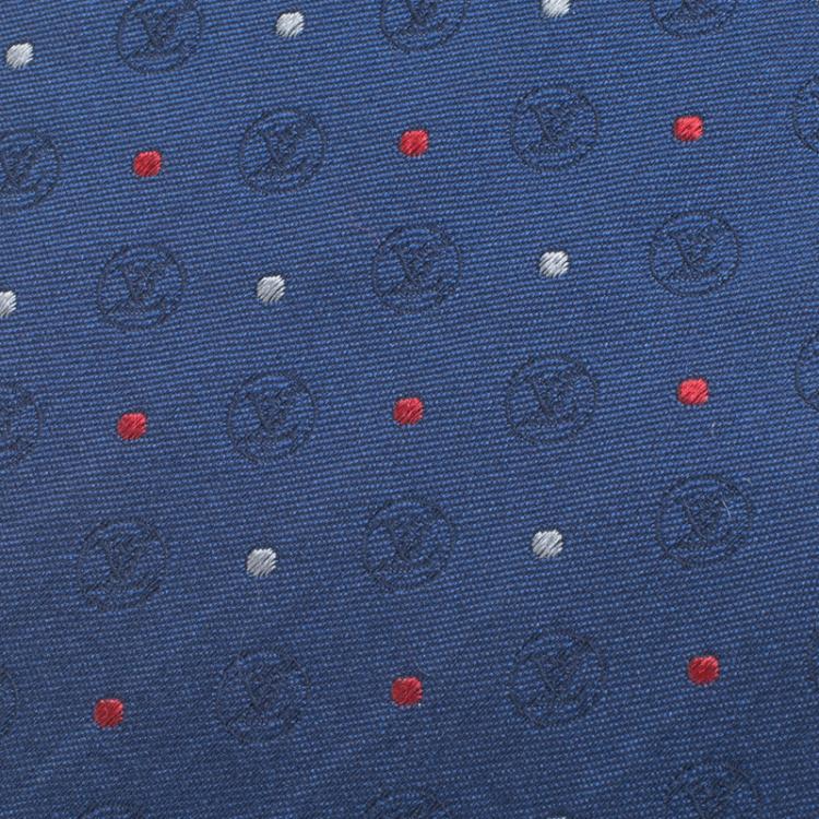 Louis Vuitton Navy Blue Silk LV Circle Dots Tie Louis Vuitton