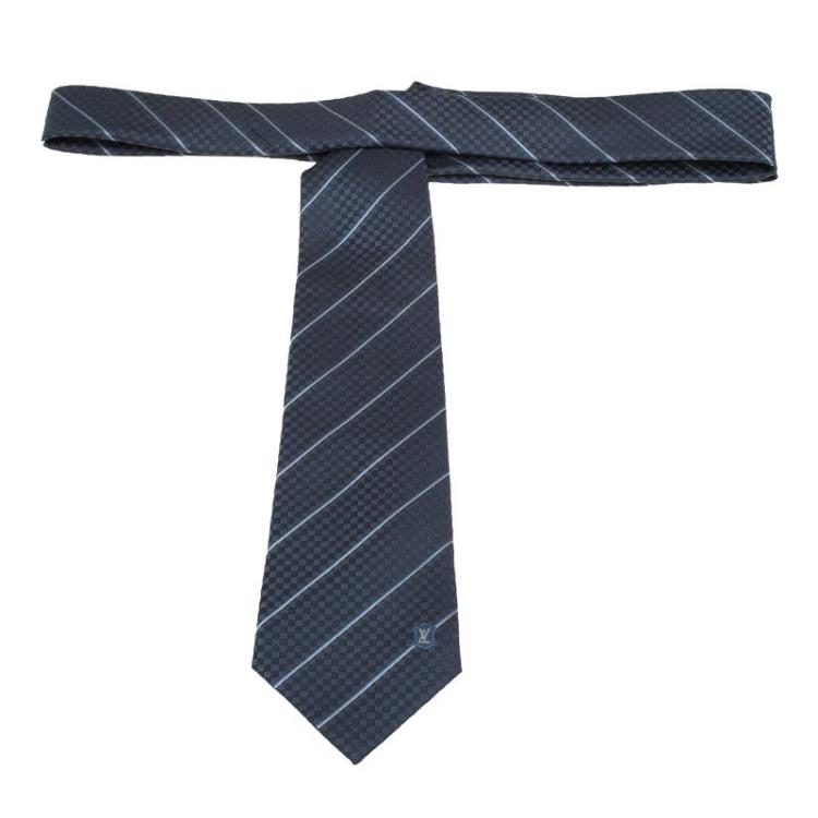 Pre Owned Louis Vuitton Anthracite Grey Silk Ecu Tie