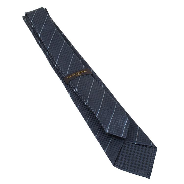 Pre Owned Louis Vuitton Anthracite Grey Silk Ecu Tie