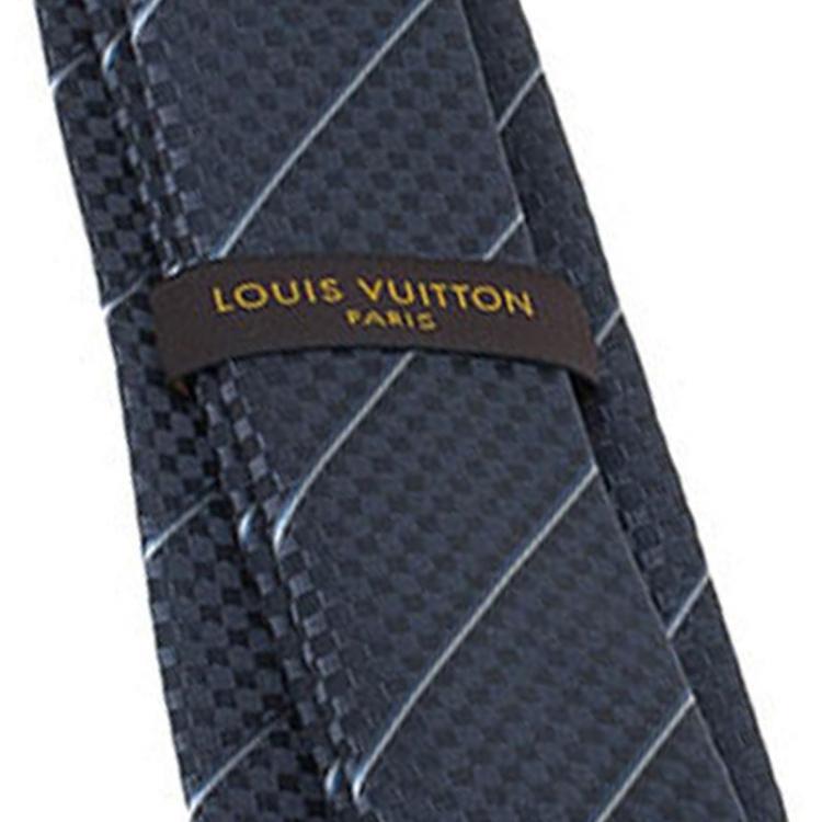 Pre Owned Louis Vuitton Anthracite Grey Silk Ecu Tie