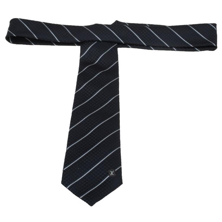 Pre Owned Louis Vuitton Black Silk Ecu Tie