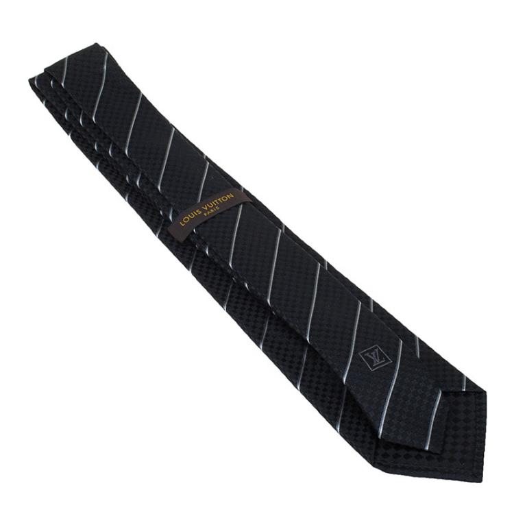 Pre Owned Louis Vuitton Black Silk Ecu Tie
