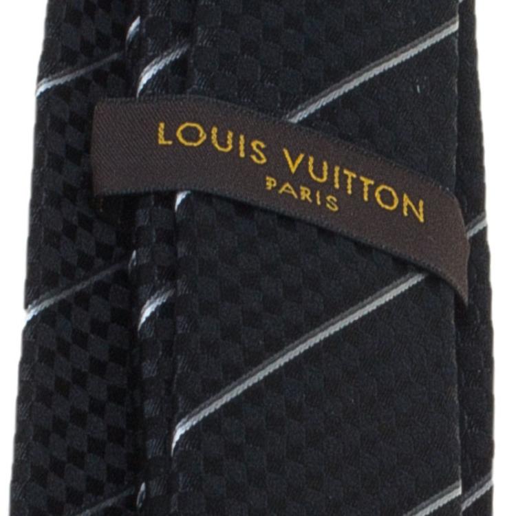 Pre Owned Louis Vuitton Black Silk Ecu Tie