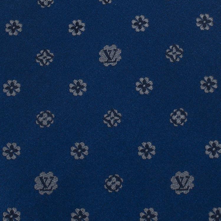 Pre Owned Louis Vuitton Blue Monogram Clover Silk Tie