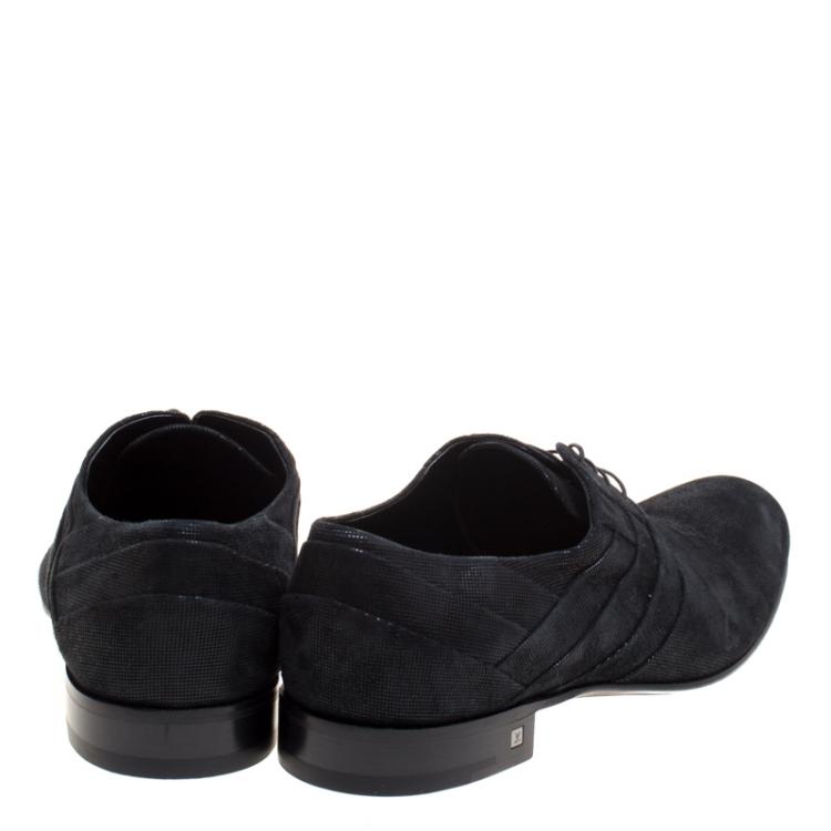 Pre Owned Louis Vuitton Black Suede Lace Up Oxfords Size 44