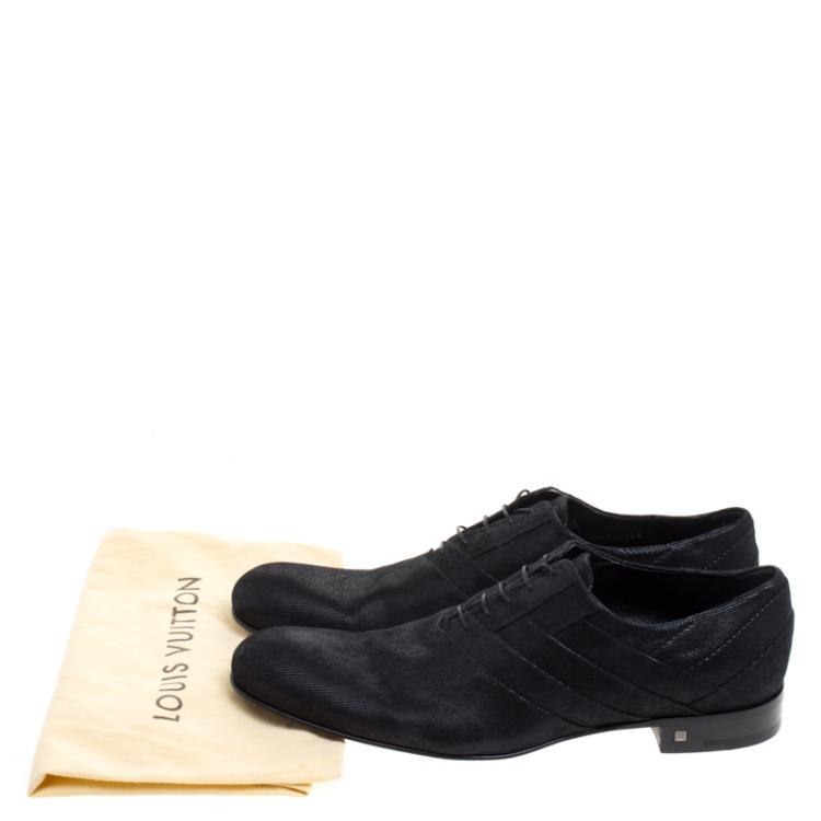 Pre Owned Louis Vuitton Black Suede Lace Up Oxfords Size 44