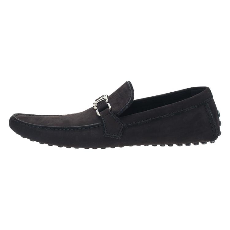 Pre Owned Louis Vuitton Brown Nubuck Hockenheim Loafers Size 46