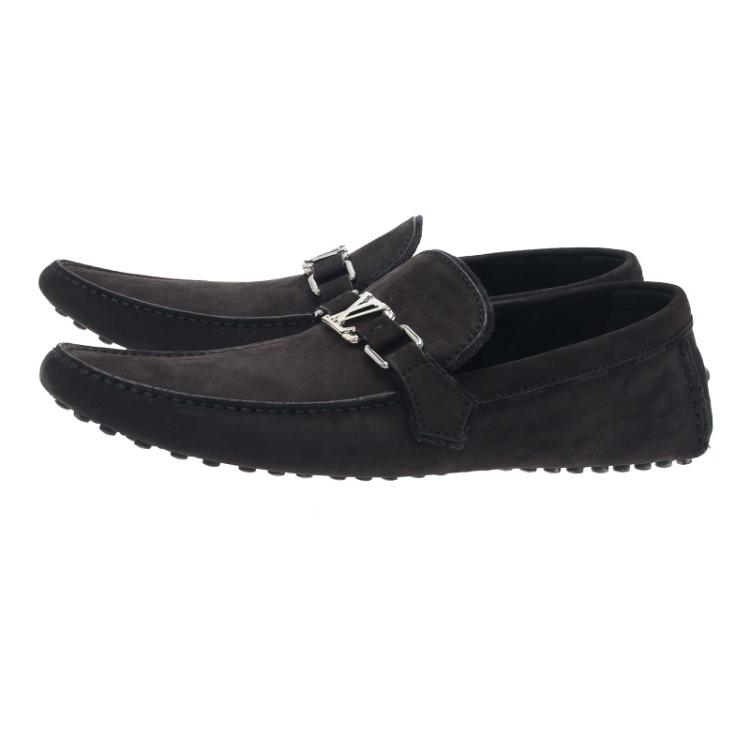 Pre Owned Louis Vuitton Brown Nubuck Hockenheim Loafers Size 46