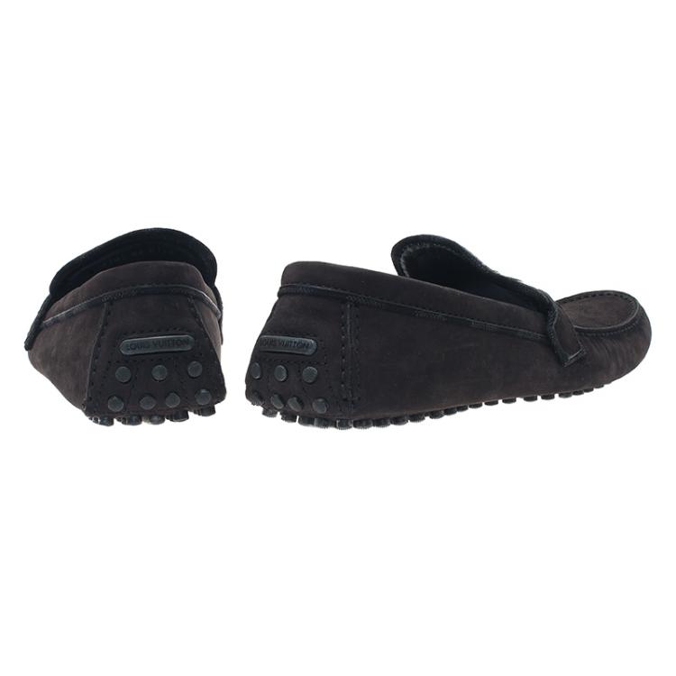 Pre Owned Louis Vuitton Brown Nubuck Hockenheim Loafers Size 46