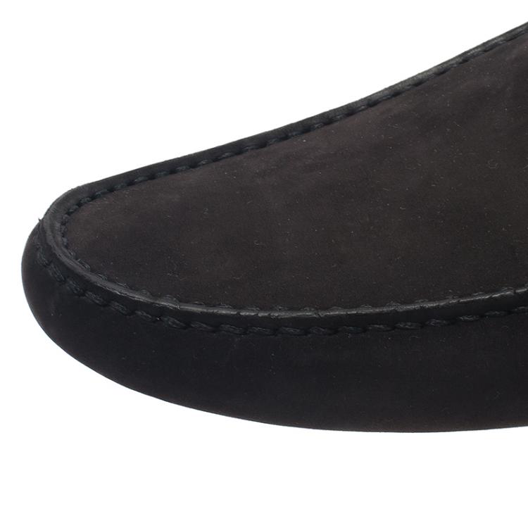 Pre Owned Louis Vuitton Brown Nubuck Hockenheim Loafers Size 46
