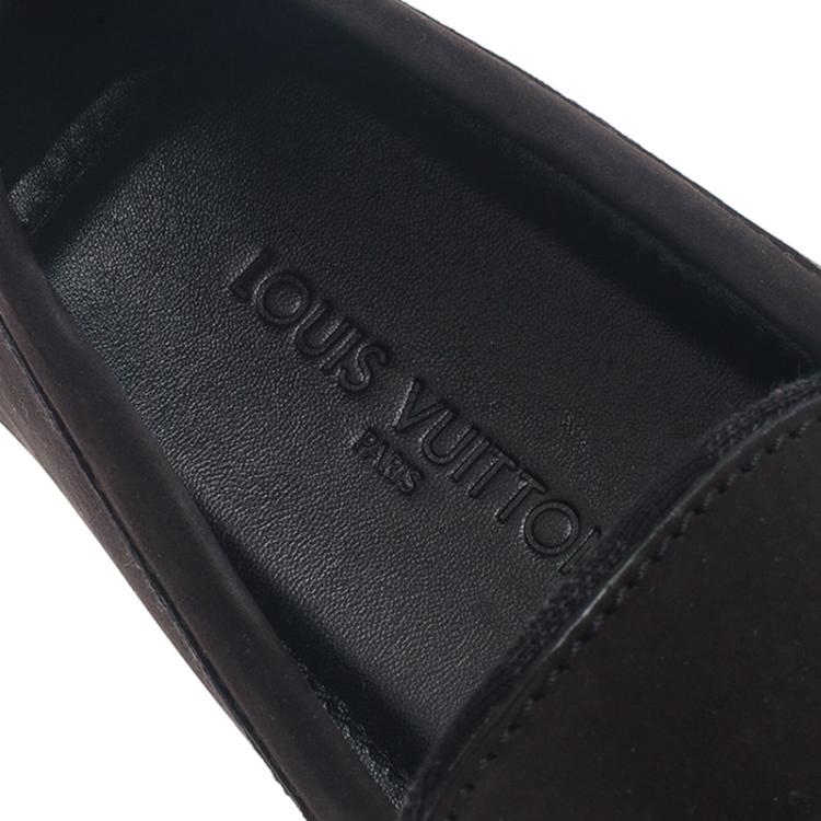 Pre Owned Louis Vuitton Brown Nubuck Hockenheim Loafers Size 46