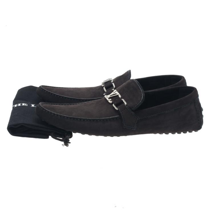 Pre Owned Louis Vuitton Brown Nubuck Hockenheim Loafers Size 46