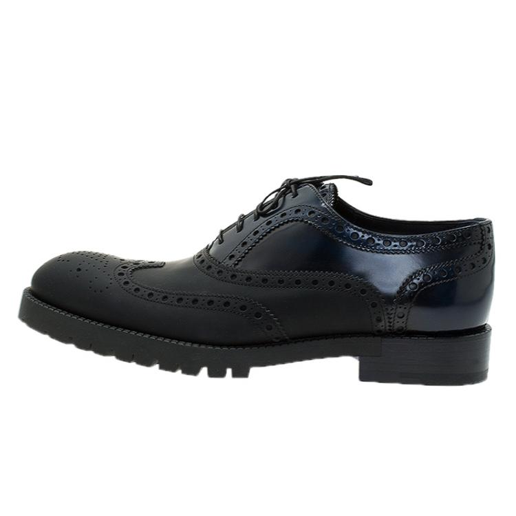 Pre Owned Louis Vuitton Two Tone Gloss Leather Brogue Oxfords Size 41
