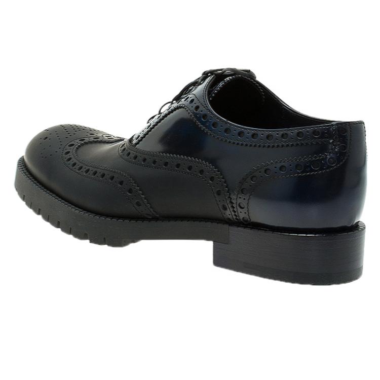 Pre Owned Louis Vuitton Two Tone Gloss Leather Brogue Oxfords Size 41