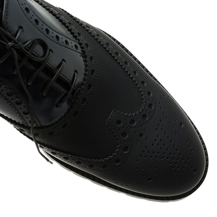 Pre Owned Louis Vuitton Two Tone Gloss Leather Brogue Oxfords Size 41