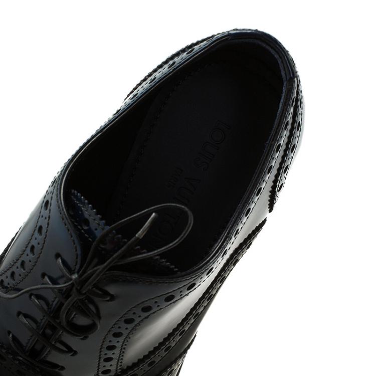 Pre Owned Louis Vuitton Two Tone Gloss Leather Brogue Oxfords Size 41