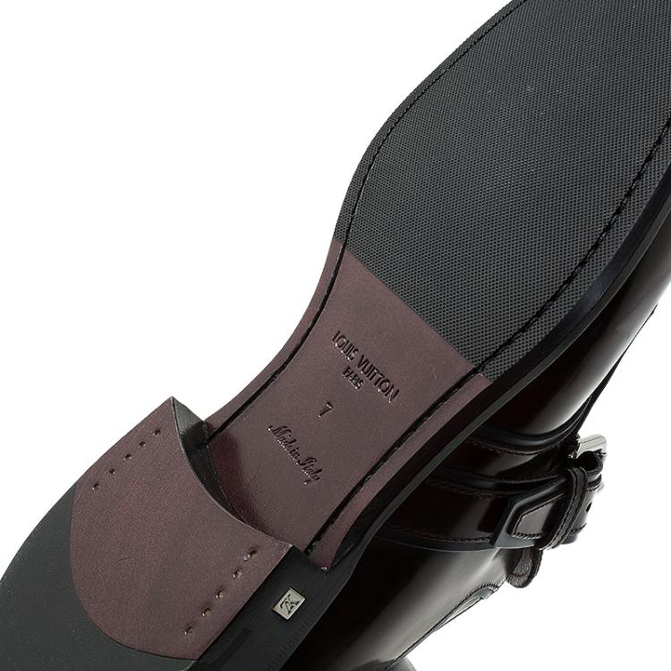 Pre Owned Louis Vuitton Burgundy Leather Norfolk Buckle Shoes Size 41