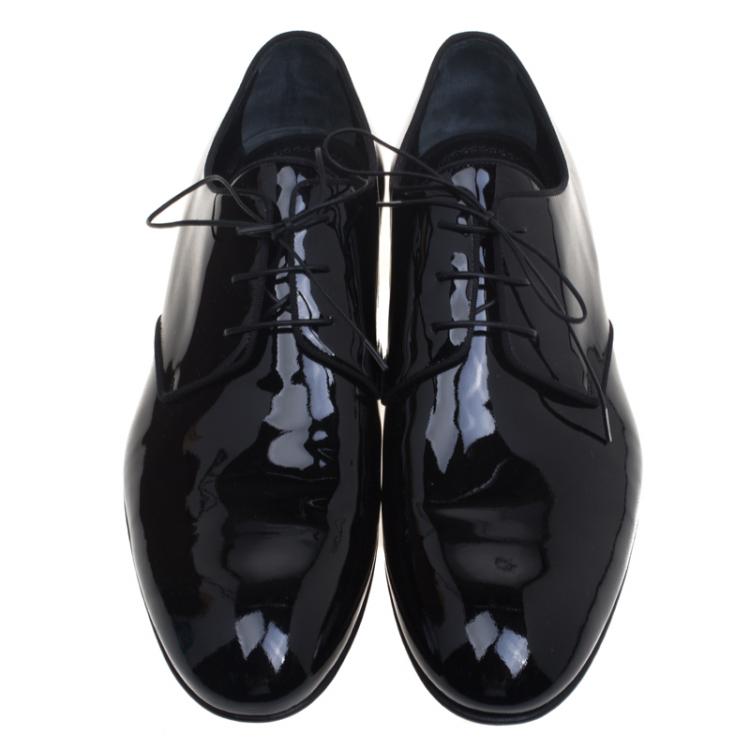 Pre Owned Louis Vuitton Black Patent Leather Derby Size 43