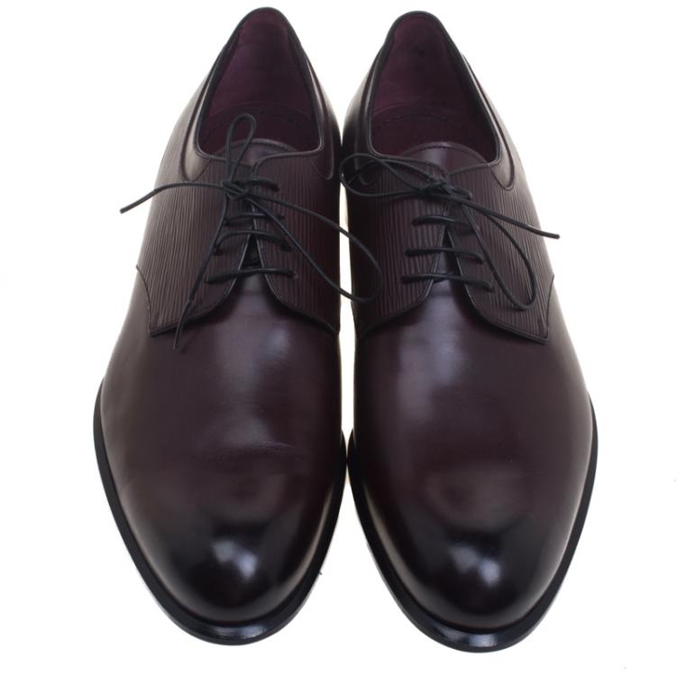 Pre Owned Louis Vuitton Chocolate Brown Epi Embossed Leather Lace Up Derby Size 44