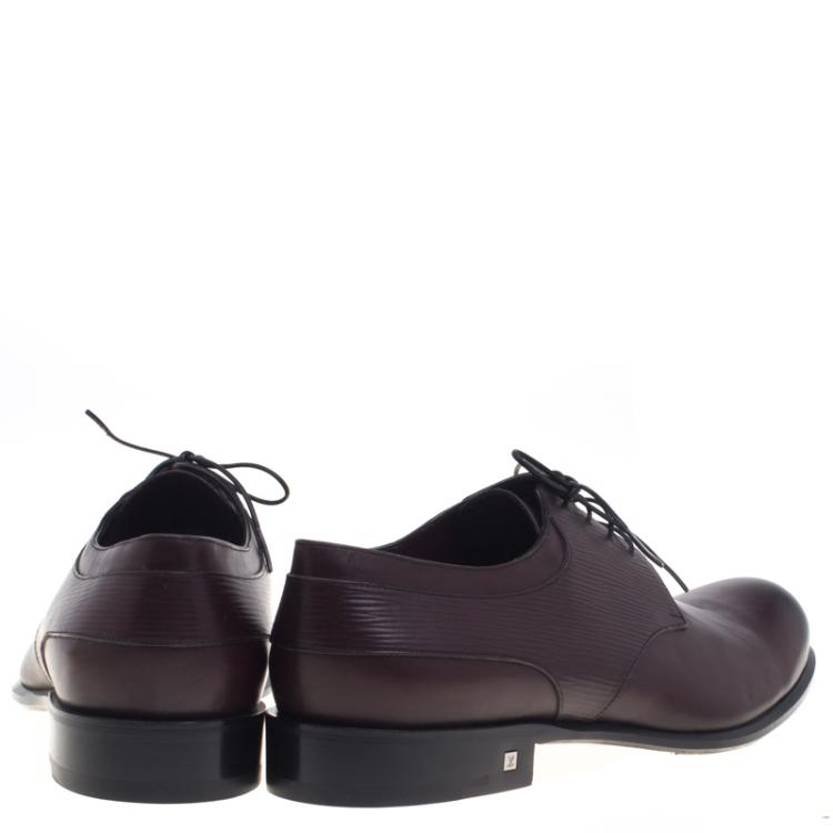 Pre Owned Louis Vuitton Chocolate Brown Epi Embossed Leather Lace Up Derby Size 44