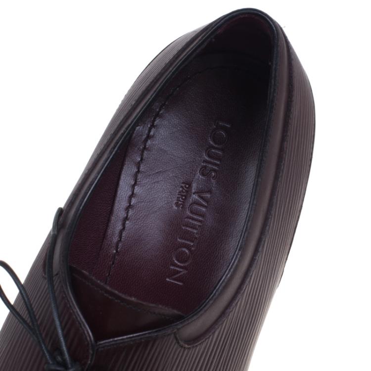 Pre Owned Louis Vuitton Chocolate Brown Epi Embossed Leather Lace Up Derby Size 44