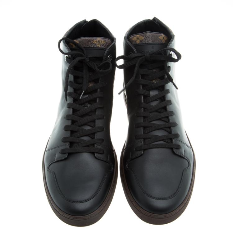 black leather high top shoes