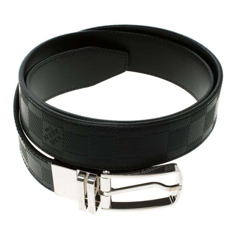 Pre Owned Louis Vuitton Damier Embossed Leather Reversible Boston Belt 95CM