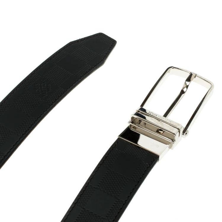 Pre Owned Louis Vuitton Damier Embossed Leather Reversible Boston Belt 95CM